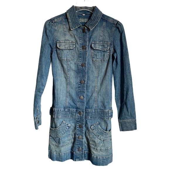 Hydraulic Jackets & Blazers - Hydraulic Distressed Blue Long Jean Jacket Trench